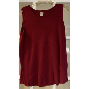 Chico’s women’s red sleeveless sweater vest rayon packable chico 2 (size large)
